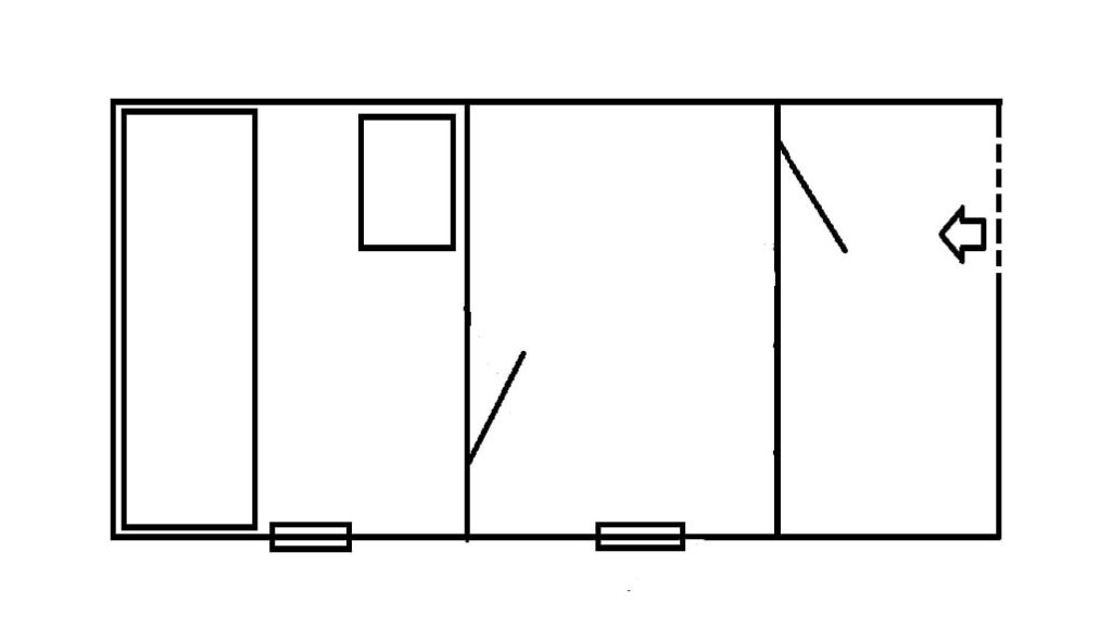 Планировка Каркасная Баня 2 X 5 на 3 отделения БН-30